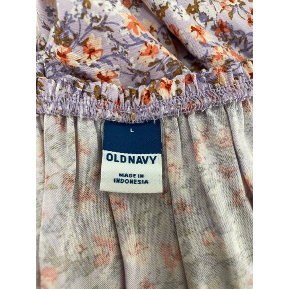 Old Navy Swing Dress Size Large Ditsy Floral Tiered Purple Sundress Bohemian NEW - Picture 5 of 14
